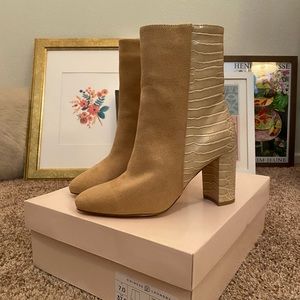 Coralline suede/croc booties